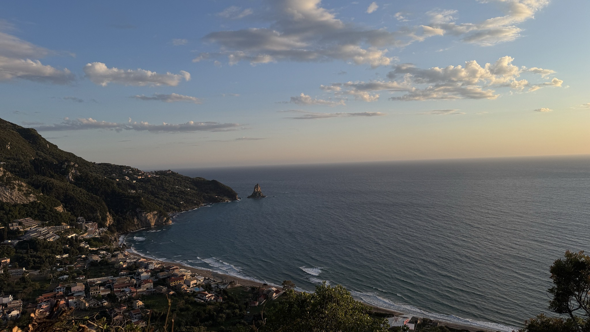Agios Gordios bay and west-coast cliffs on Corfu
